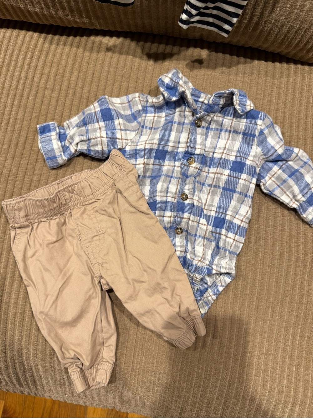 Carter's Blue and White Plaid Button-Down Shirt
